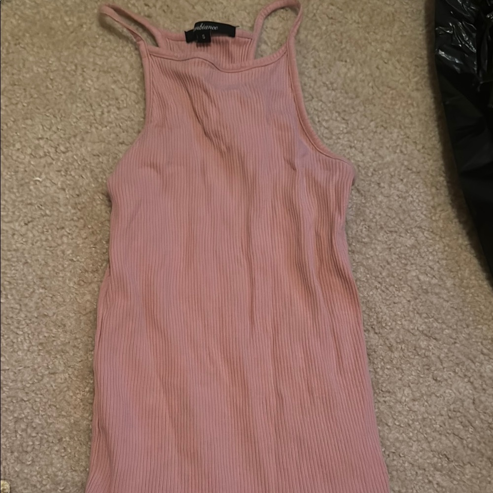 Ambiance Pink Fitted Sleeveless Tank Top